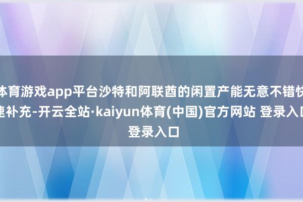 体育游戏app平台沙特和阿联酋的闲置产能无意不错快速补充-开云全站·kaiyun体育(中国)官方网站 登录入口