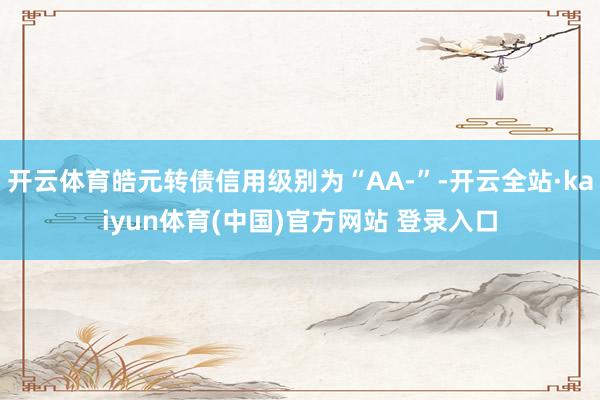 开云体育皓元转债信用级别为“AA-”-开云全站·kaiyun体育(中国)官方网站 登录入口